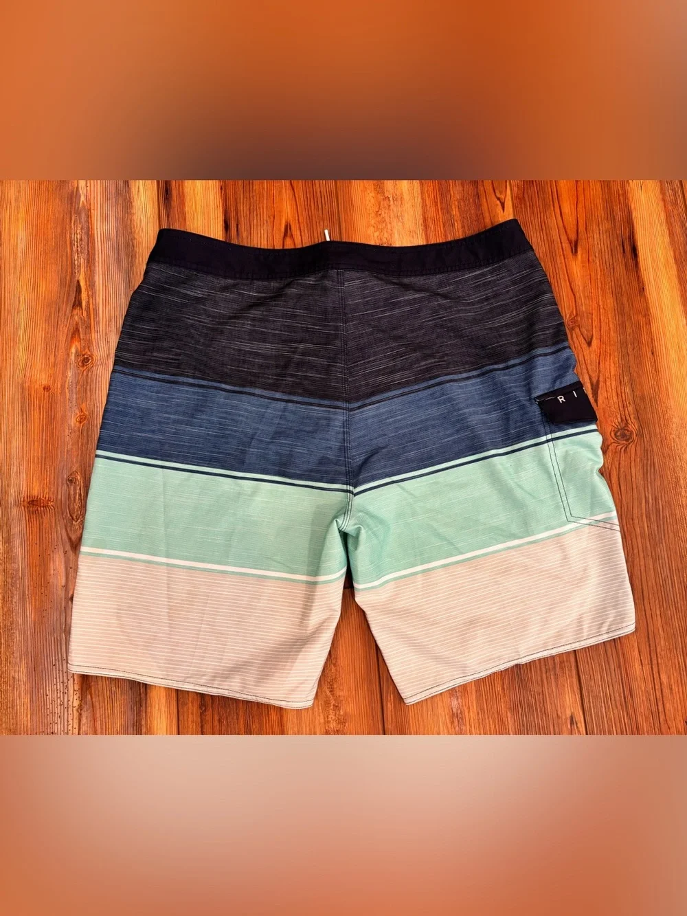 Men's Rip Curl Striped Blue Green Boardshorts - Size 36. EUC